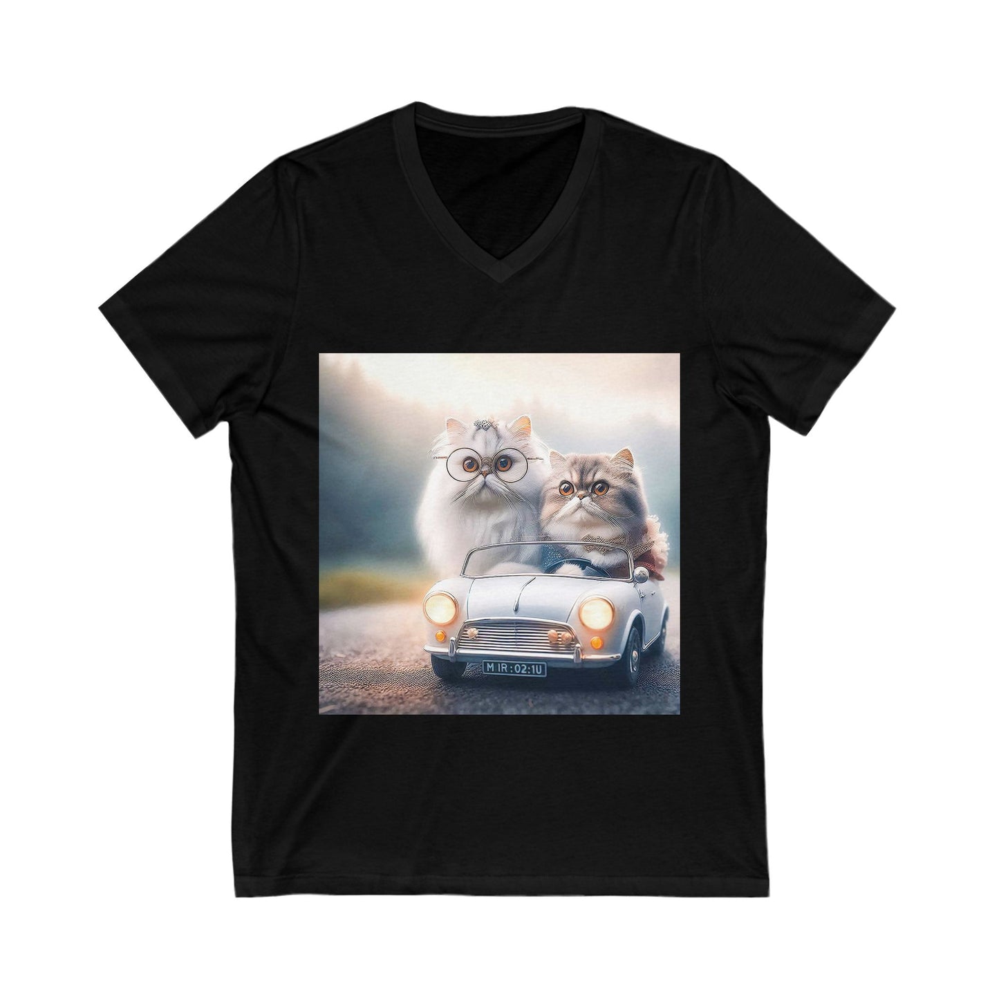Wacky Persian Cat Unisex Jersey Short Sleeve V-Neck Tee