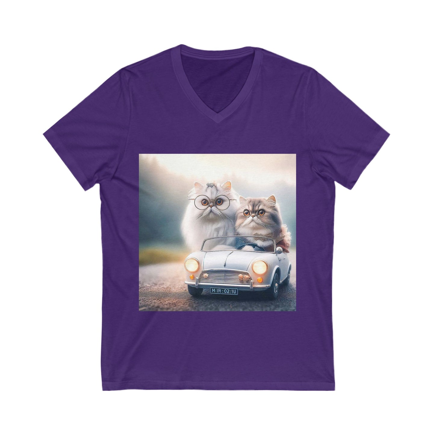 Wacky Persian Cat Unisex Jersey Short Sleeve V-Neck Tee