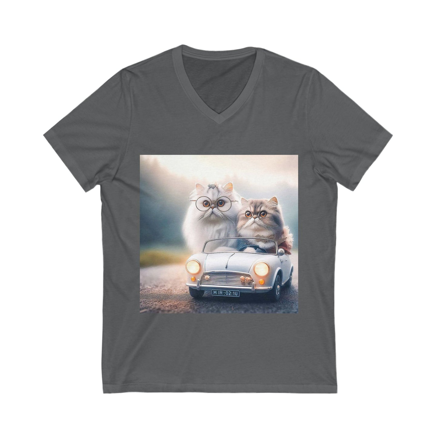 Wacky Persian Cat Unisex Jersey Short Sleeve V-Neck Tee