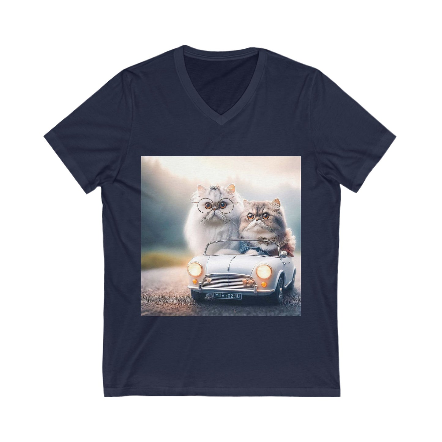 Wacky Persian Cat Unisex Jersey Short Sleeve V-Neck Tee