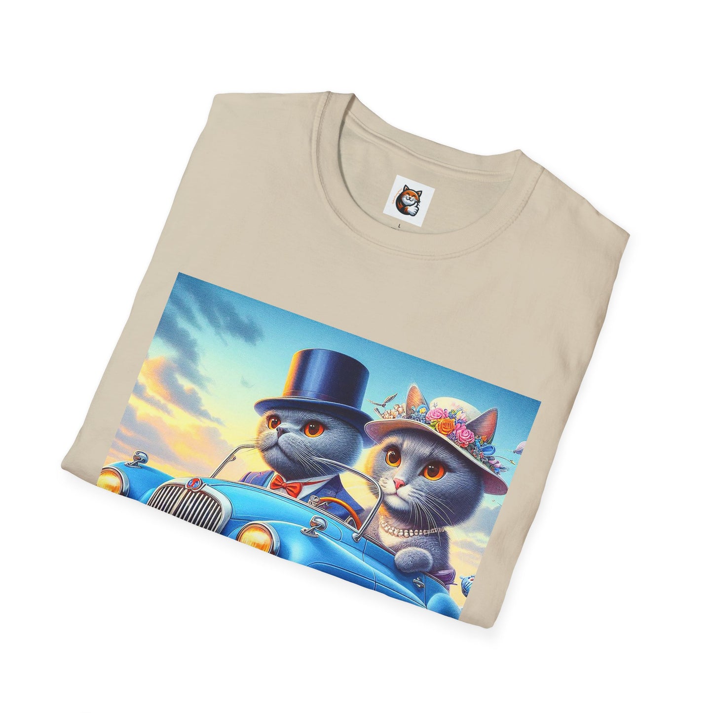 Russian Blue Cat driving couple  T-Shirt