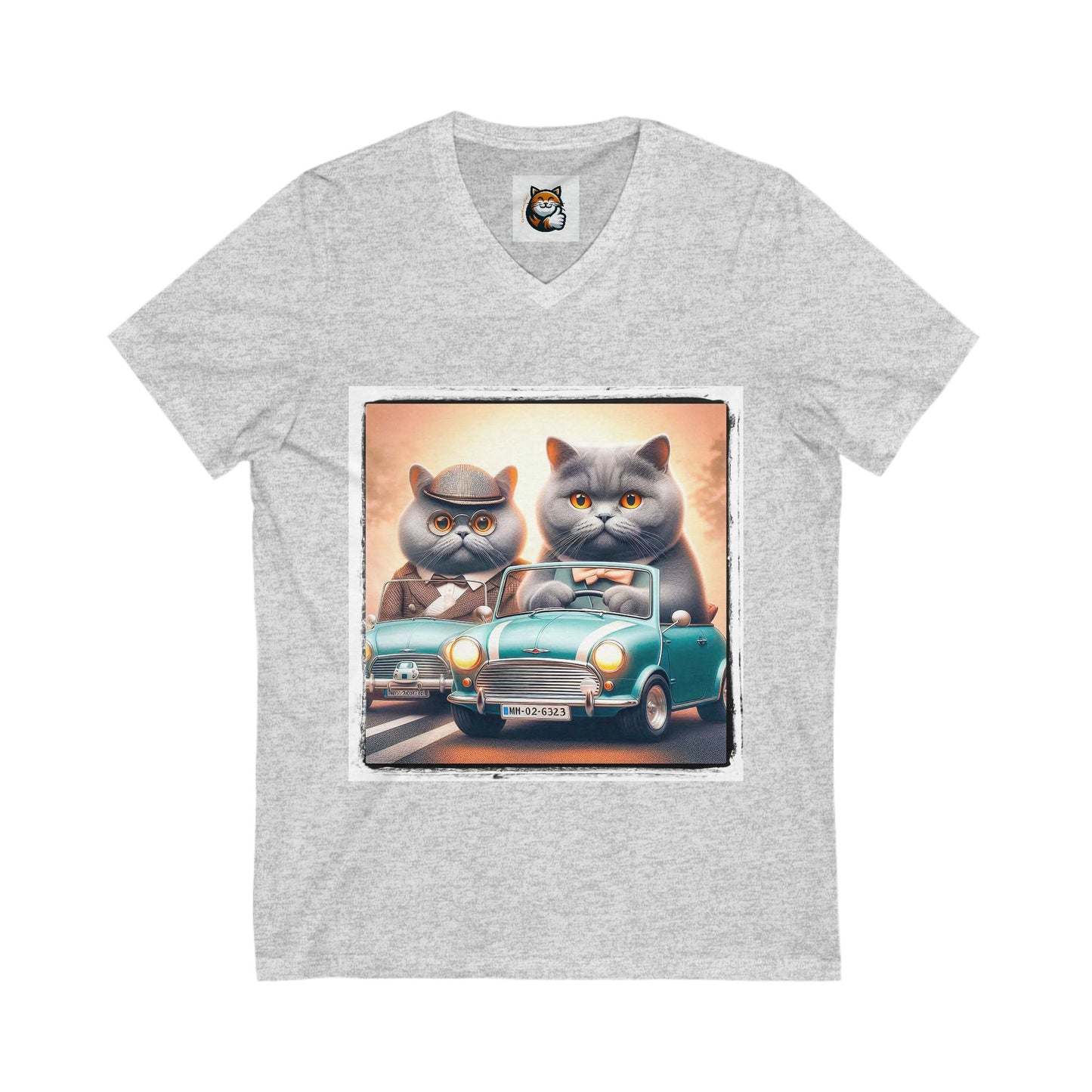 Wacky British Shorthair tiny car Jersey Short Sleeve V-Neck Tee