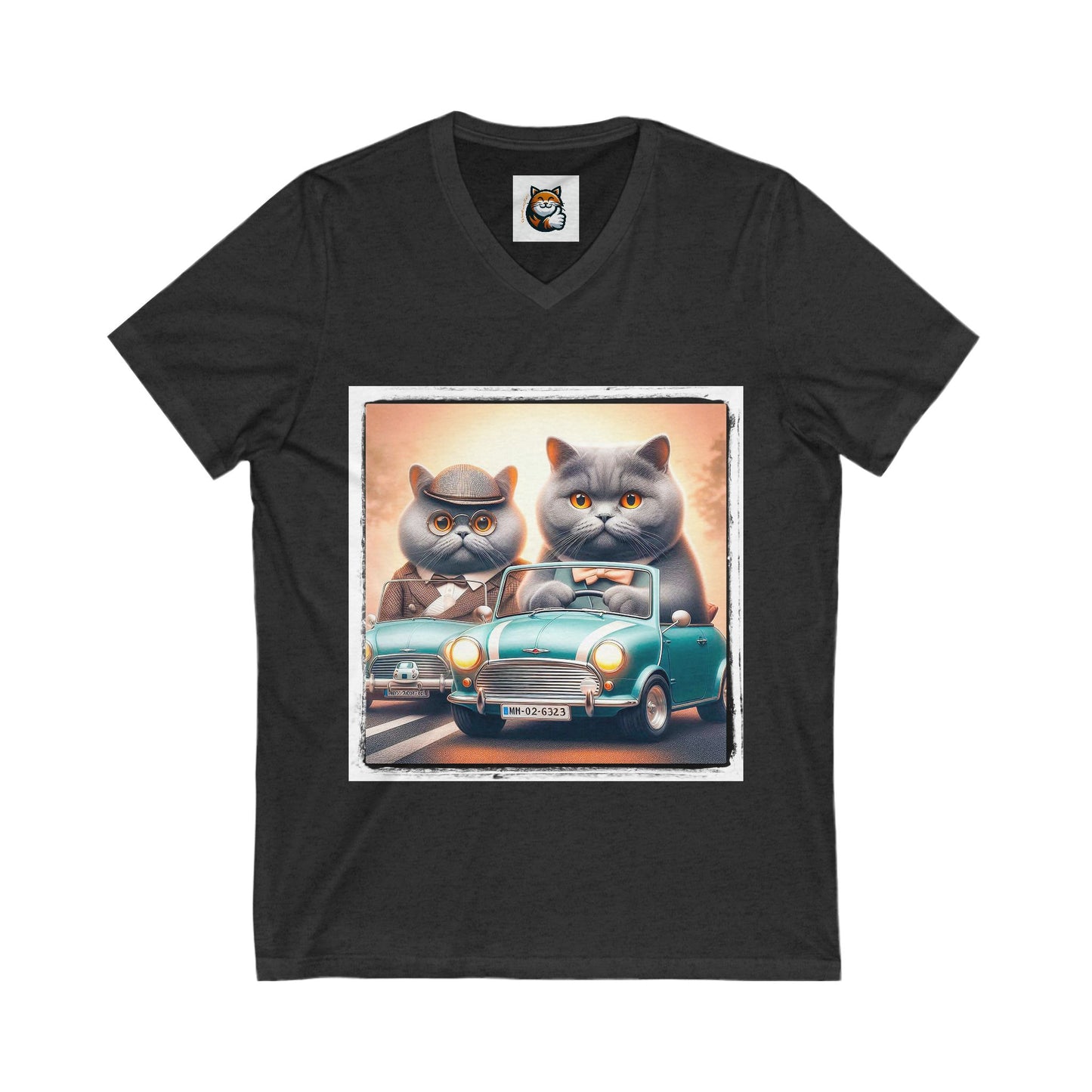 Wacky British Shorthair tiny car Jersey Short Sleeve V-Neck Tee