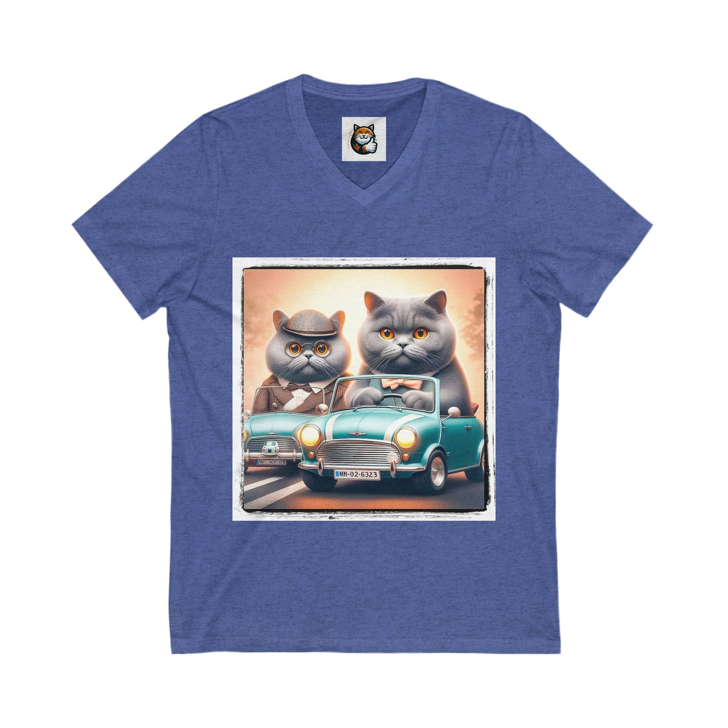 Wacky British Shorthair tiny car Jersey Short Sleeve V-Neck Tee