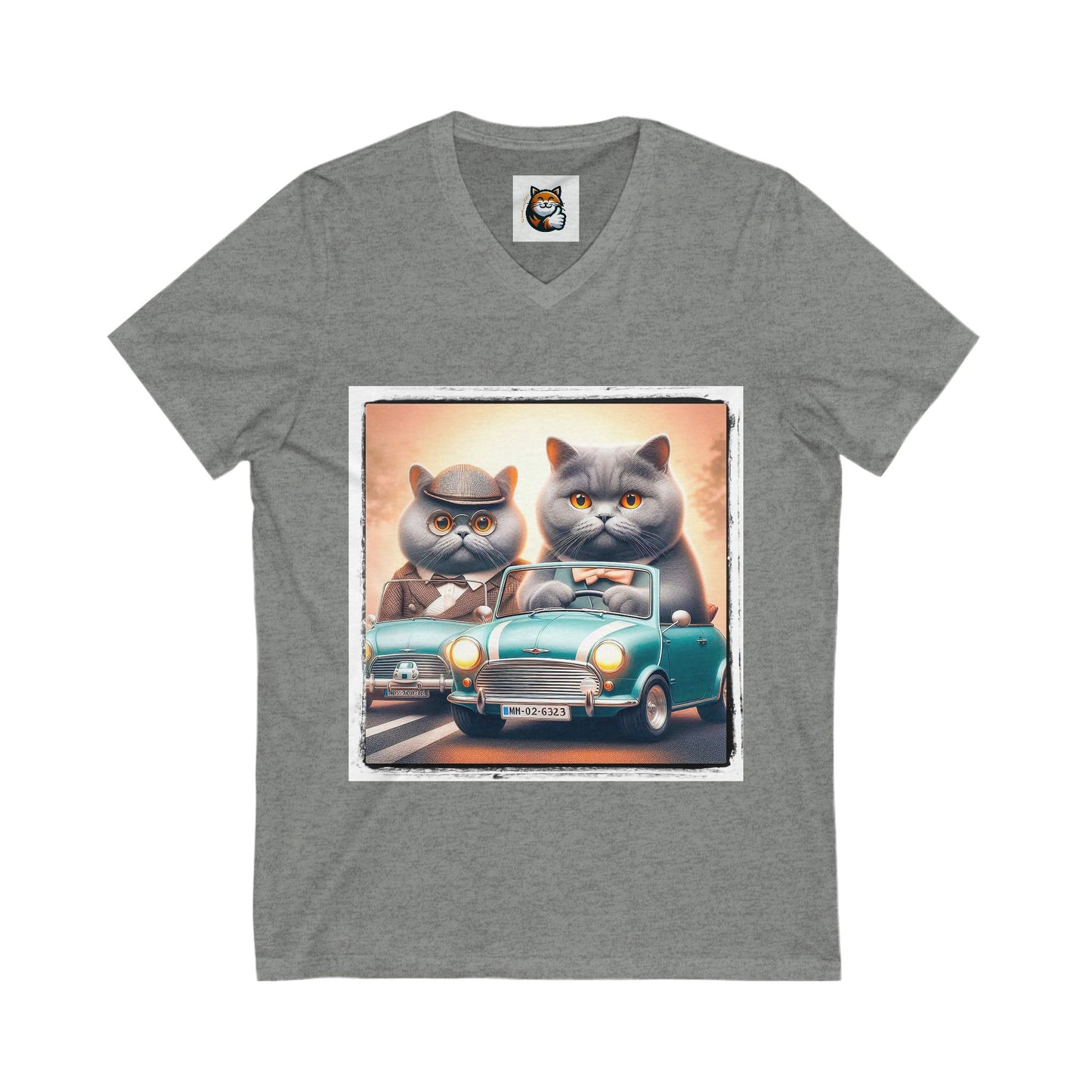 Wacky British Shorthair tiny car Jersey Short Sleeve V-Neck Tee