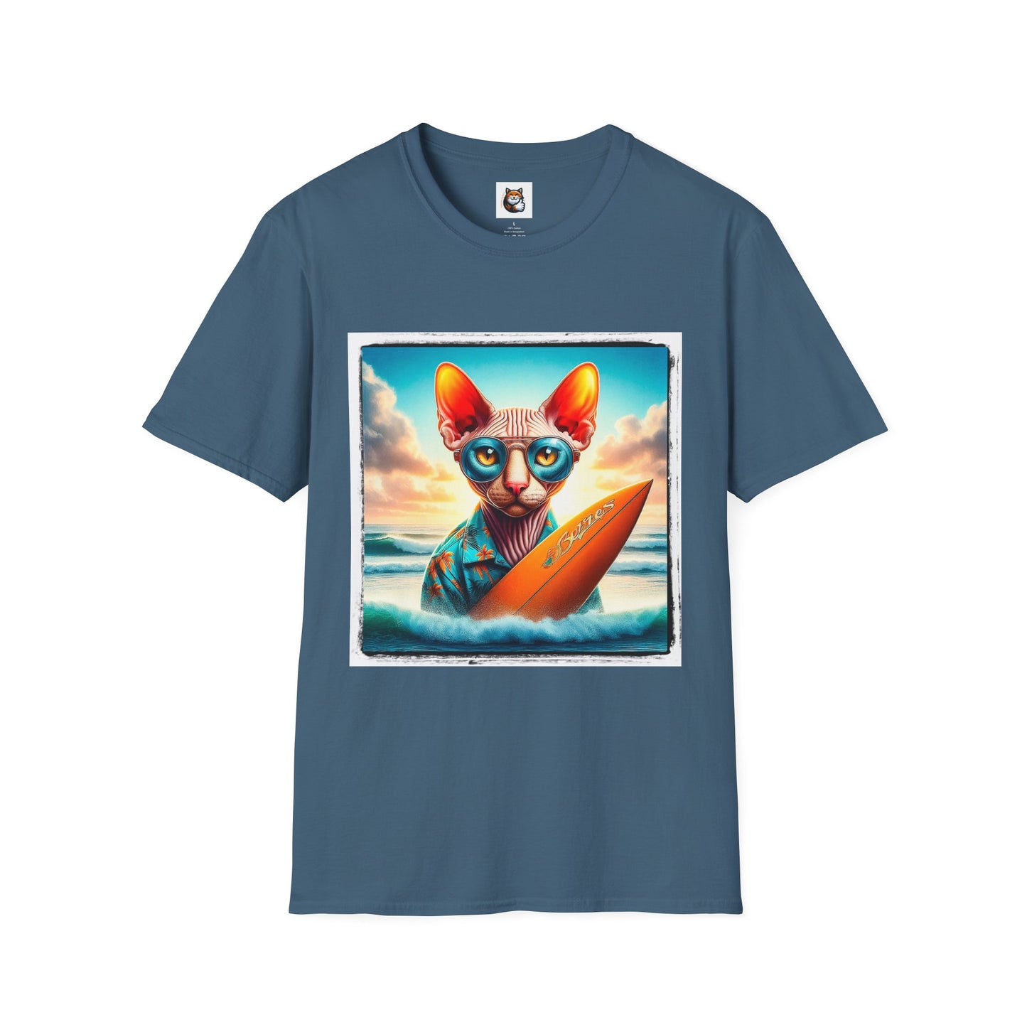 Cornish Rex Cat beach surfer  T-Shirt