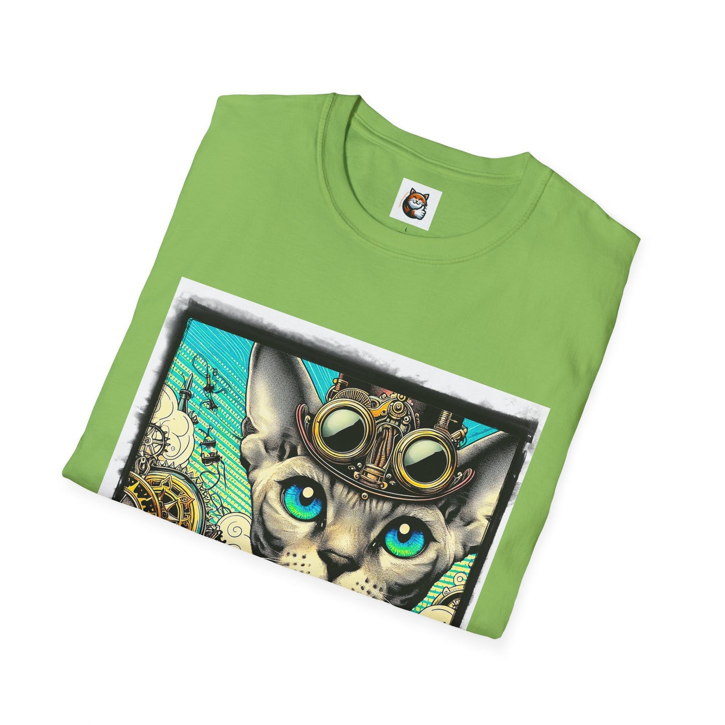 Devon Rex Cat steam punk Softstyle T-Shirt