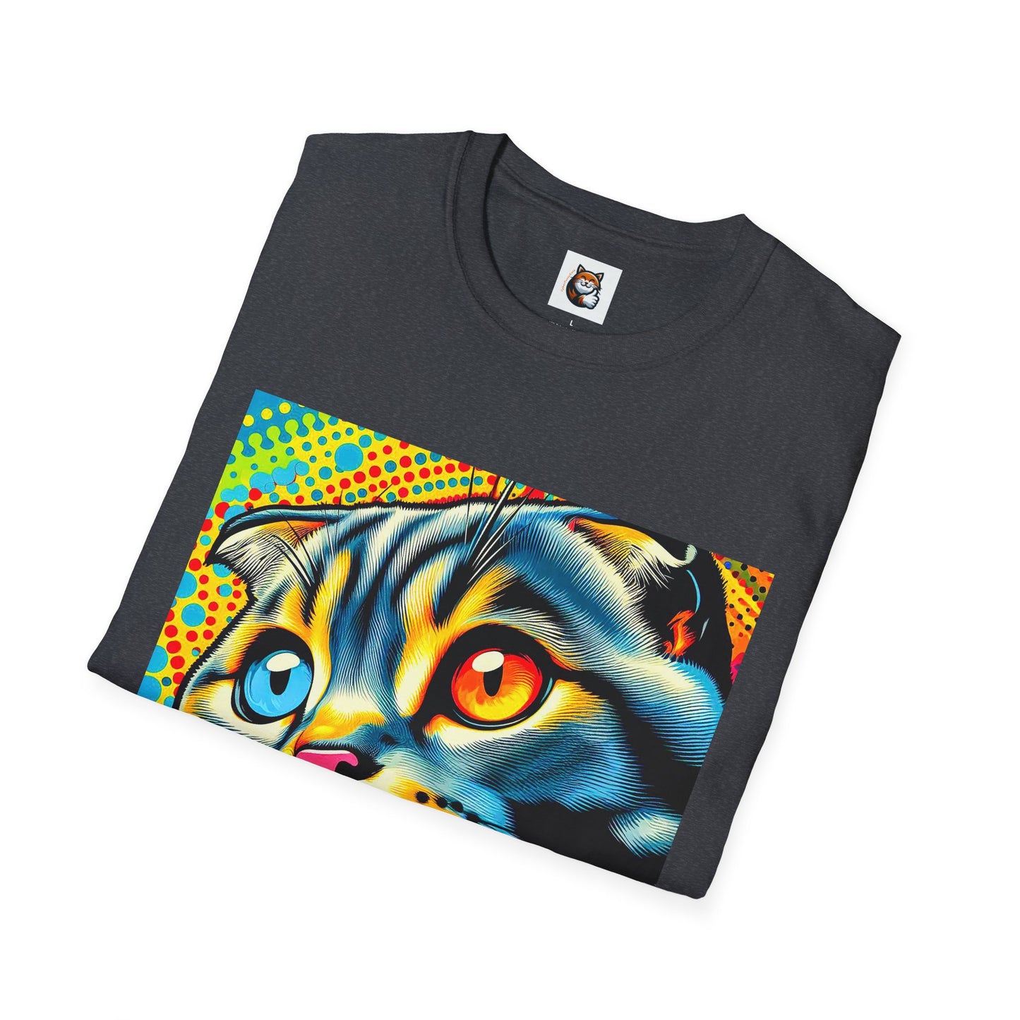 Scottish Fold Cat yellow comic book shirt