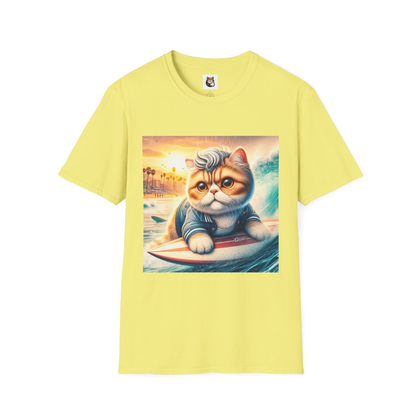 Selkirk Rex Cat T-Shirt -handsome surfer