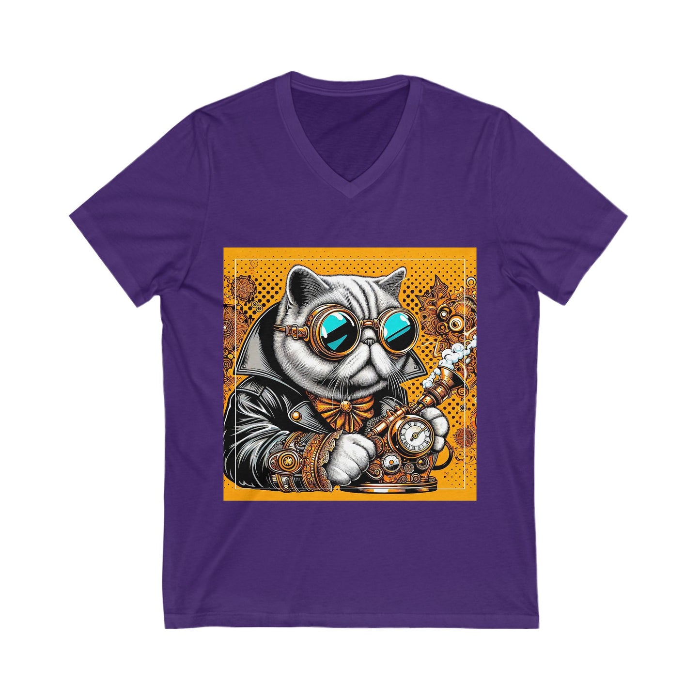 Exotic Shorthair Cat Unisex Jersey Short Sleeve V-Neck Tee