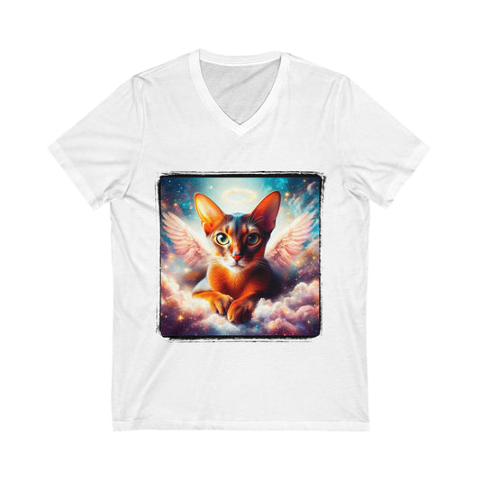 Abyssinian pink clouds Jersey Short Sleeve V-Neck Tee