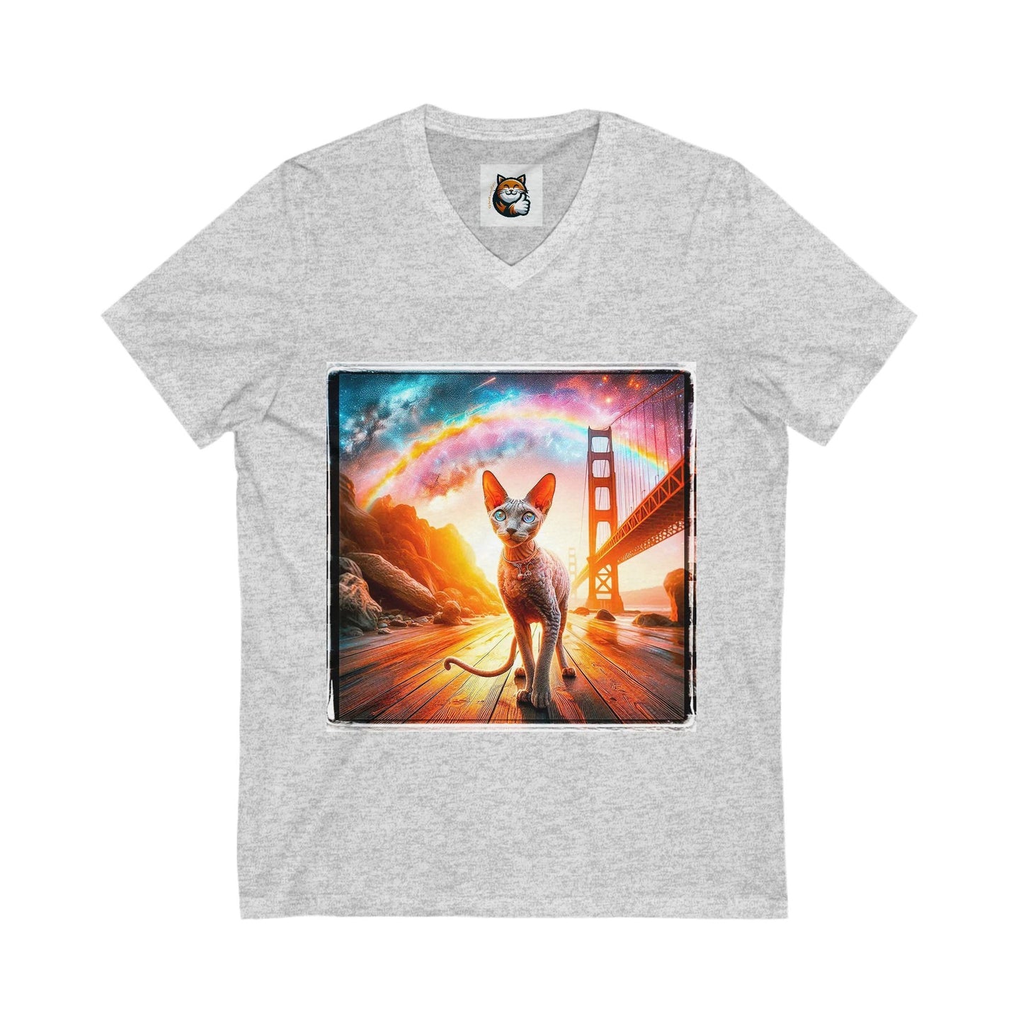 Cornish Rex Cat Unisex Jersey Short Sleeve V-Neck Tee by Printify