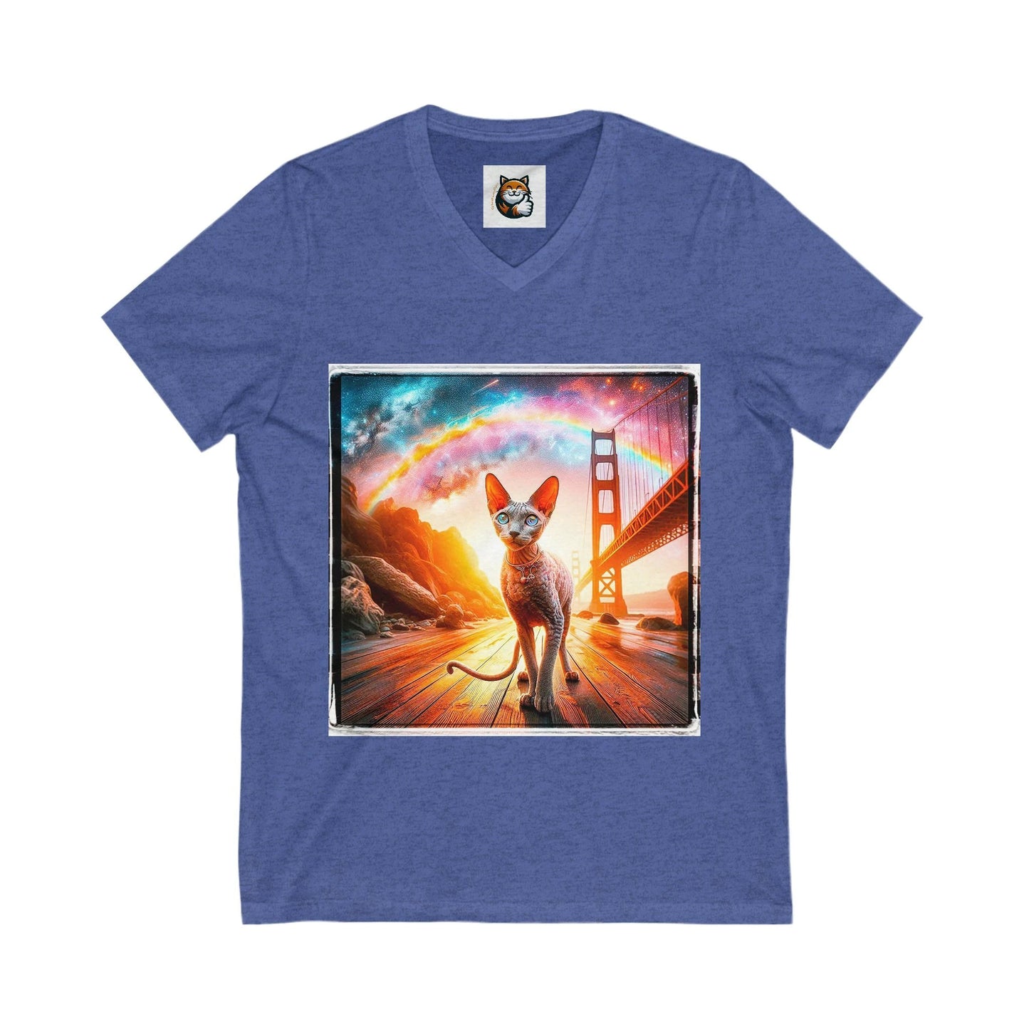 Cornish Rex Cat Unisex Jersey Short Sleeve V-Neck Tee by Printify