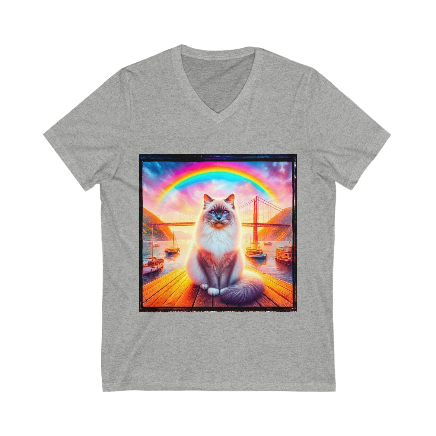 Birman bridge Jersey Short Sleeve V-Neck Tee