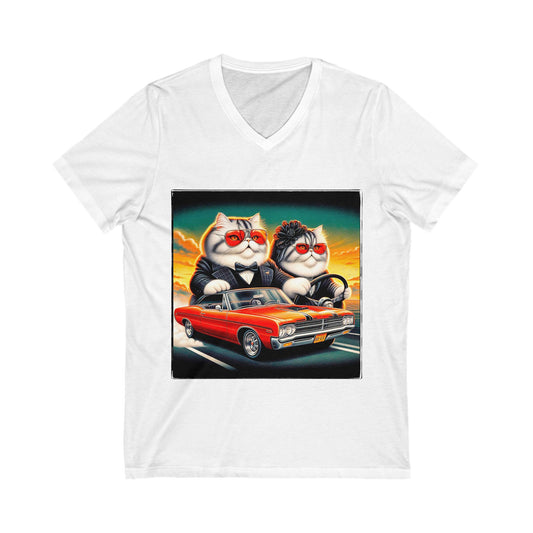 Wacky Exotic Shorthair Cat Unisex Jersey Short Sleeve V-Neck Tee