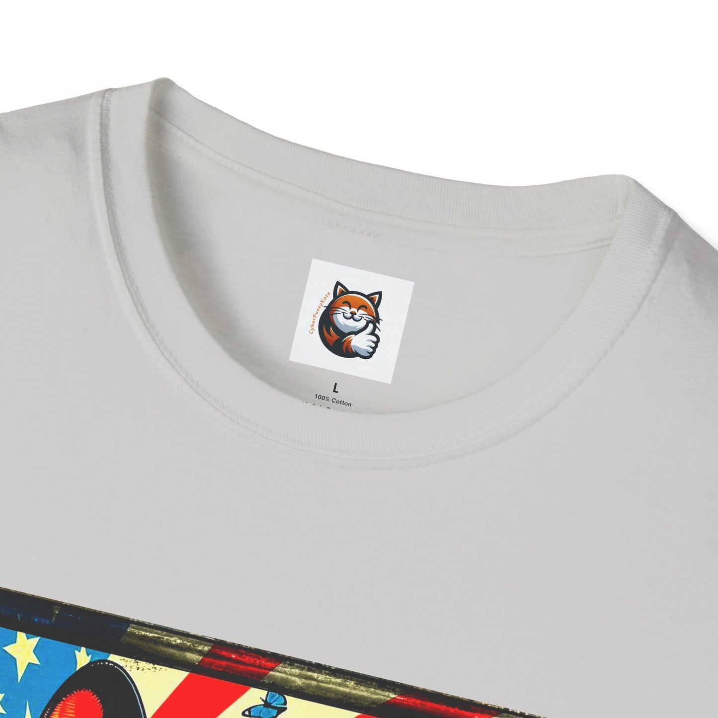 Devon Rex Cat American flag  Softstyle T-Shirt