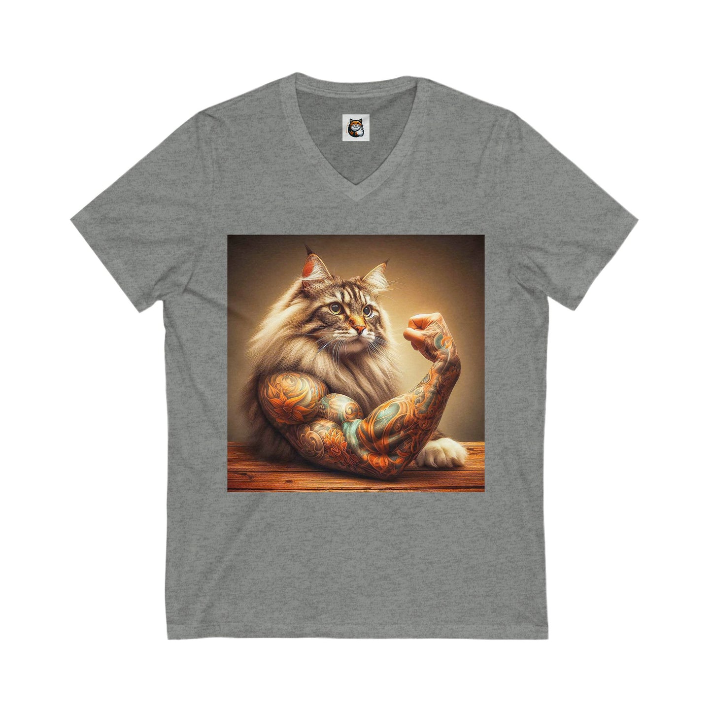 Norwegian Forest Cat Unisex Jersey Short Sleeve V-Neck Tee