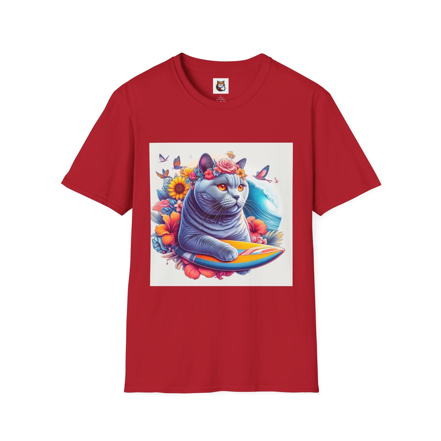 British Shorthair surf board Softstyle T-Shirt