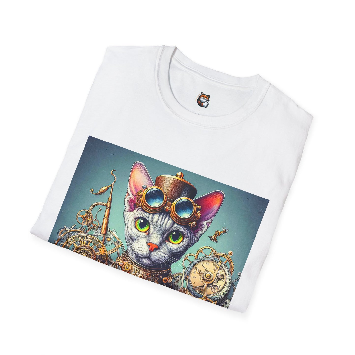 Devon Rex Cat steam punk Softstyle T-Shirt