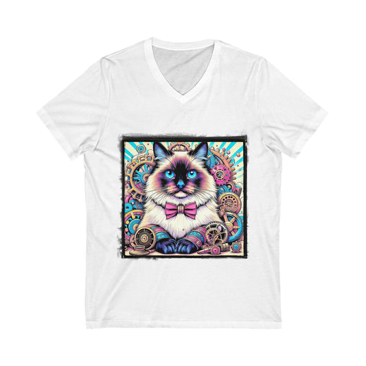 Birman steam punk Jersey Short Sleeve V-Neck Tee