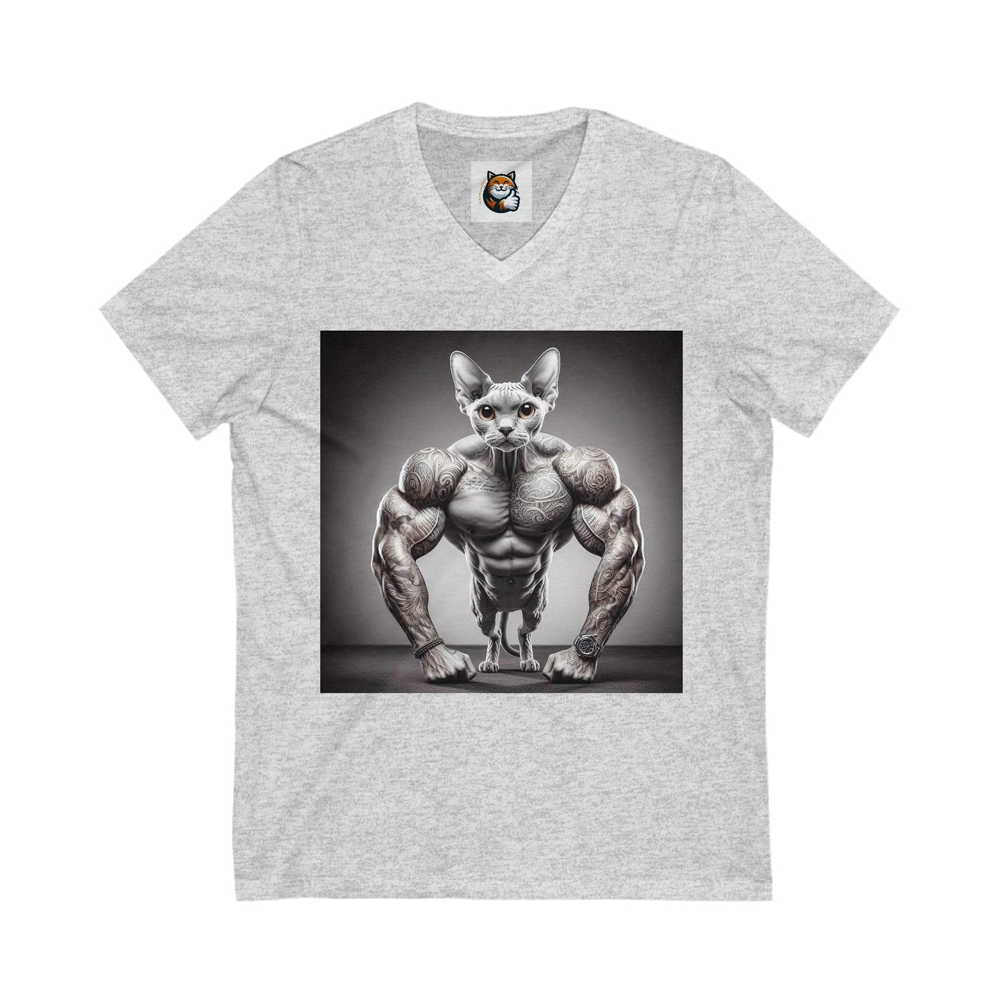 Devon Rex Cat Unisex Jersey Short Sleeve V-Neck Tee