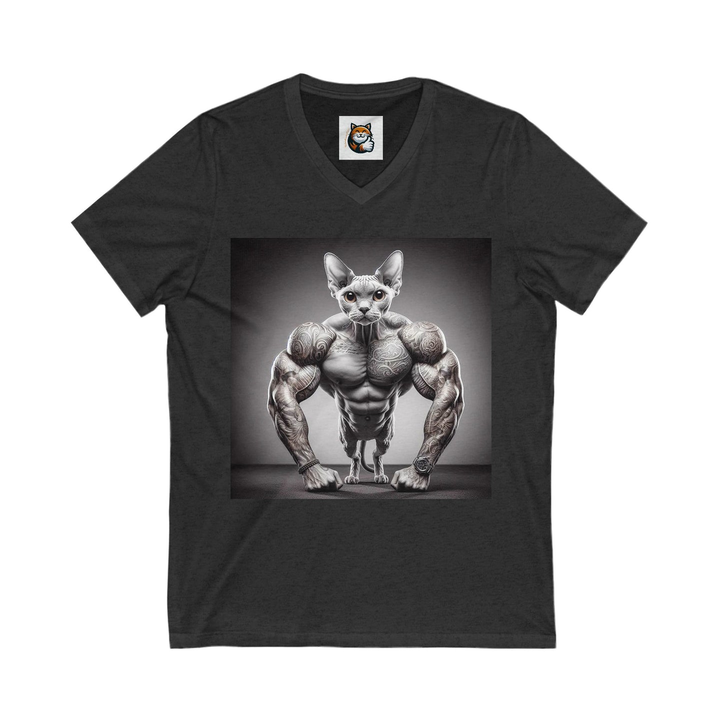 Devon Rex Cat Unisex Jersey Short Sleeve V-Neck Tee