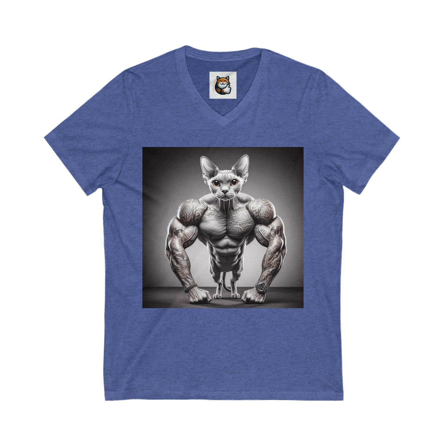 Devon Rex Cat Unisex Jersey Short Sleeve V-Neck Tee