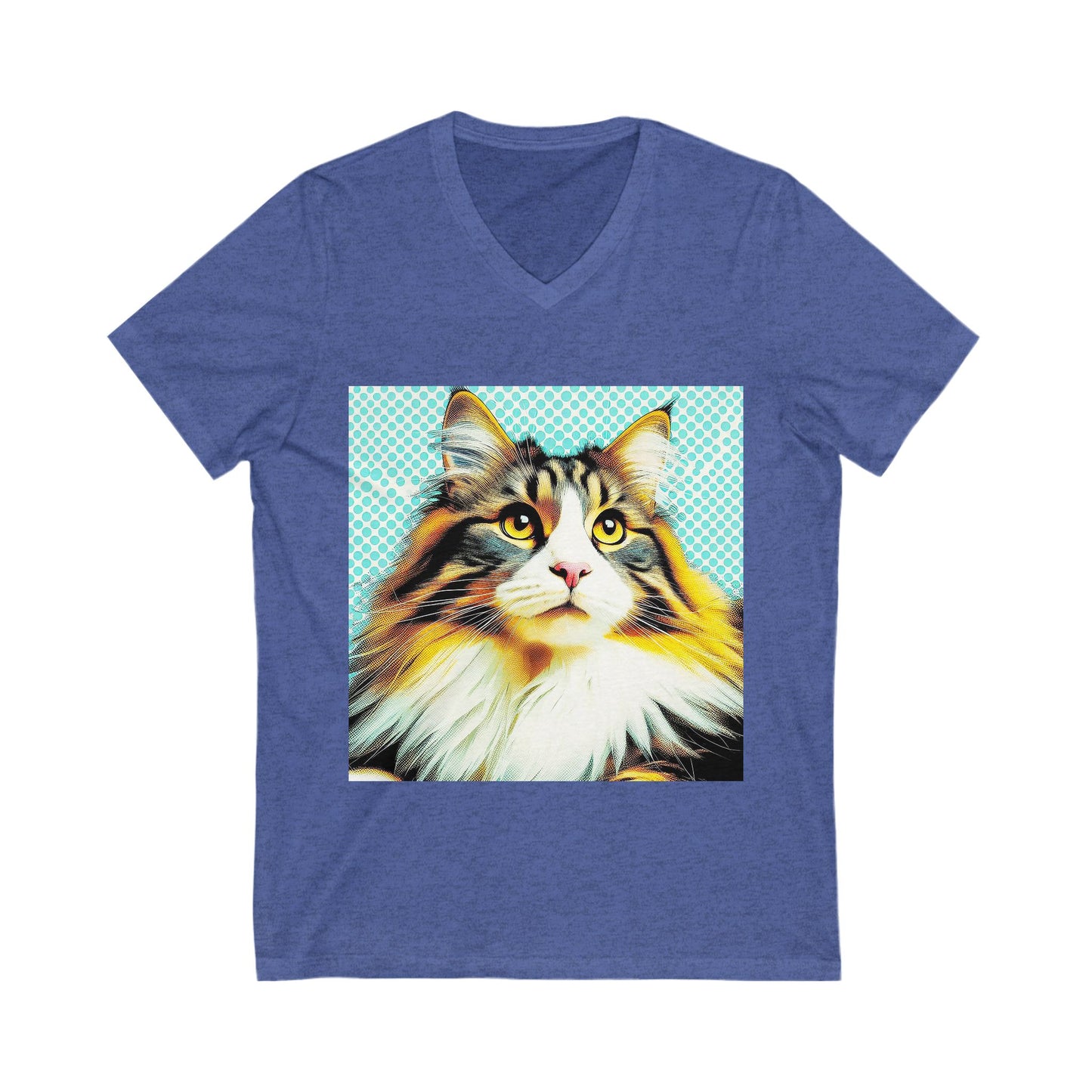 Norwegian Forest Cat fluffy baby  Short Sleeve V-Neck Tee