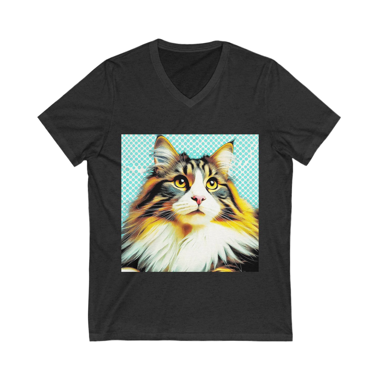 Norwegian Forest Cat fluffy baby  Short Sleeve V-Neck Tee