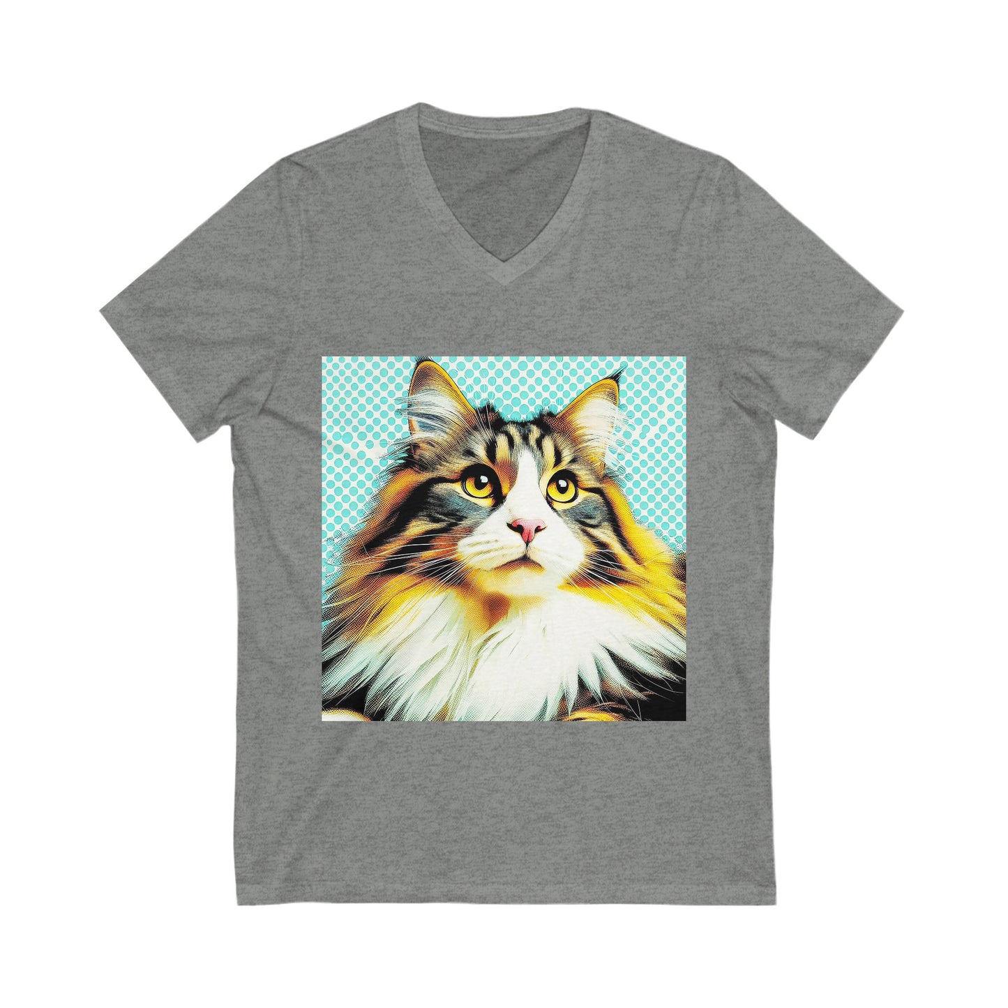 Norwegian Forest Cat fluffy baby  Short Sleeve V-Neck Tee