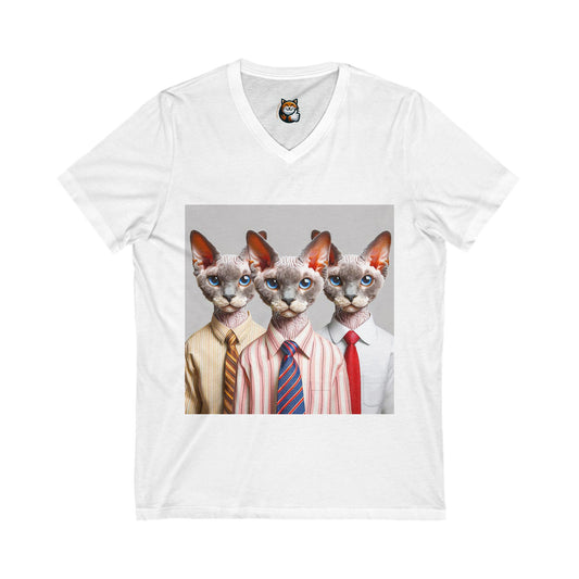 Devon Rex working professionals Unisex Jersey Short Sleeve V-Neck Tee