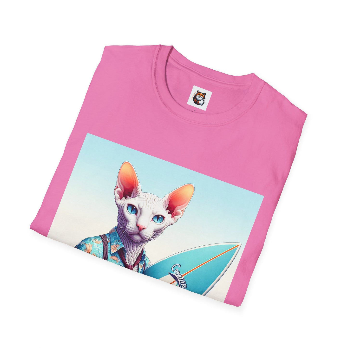 Cornish Rex Cat beach surfer T-Shirt