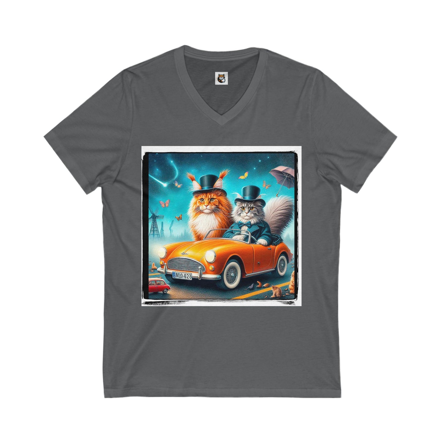 Wacky Maine Coon Unisex Jersey Short Sleeve V-Neck Tee