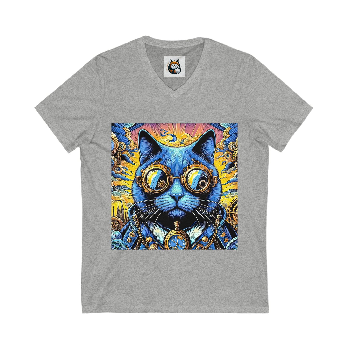 Russian Blue Cat steam punk  V-Neck Tee
