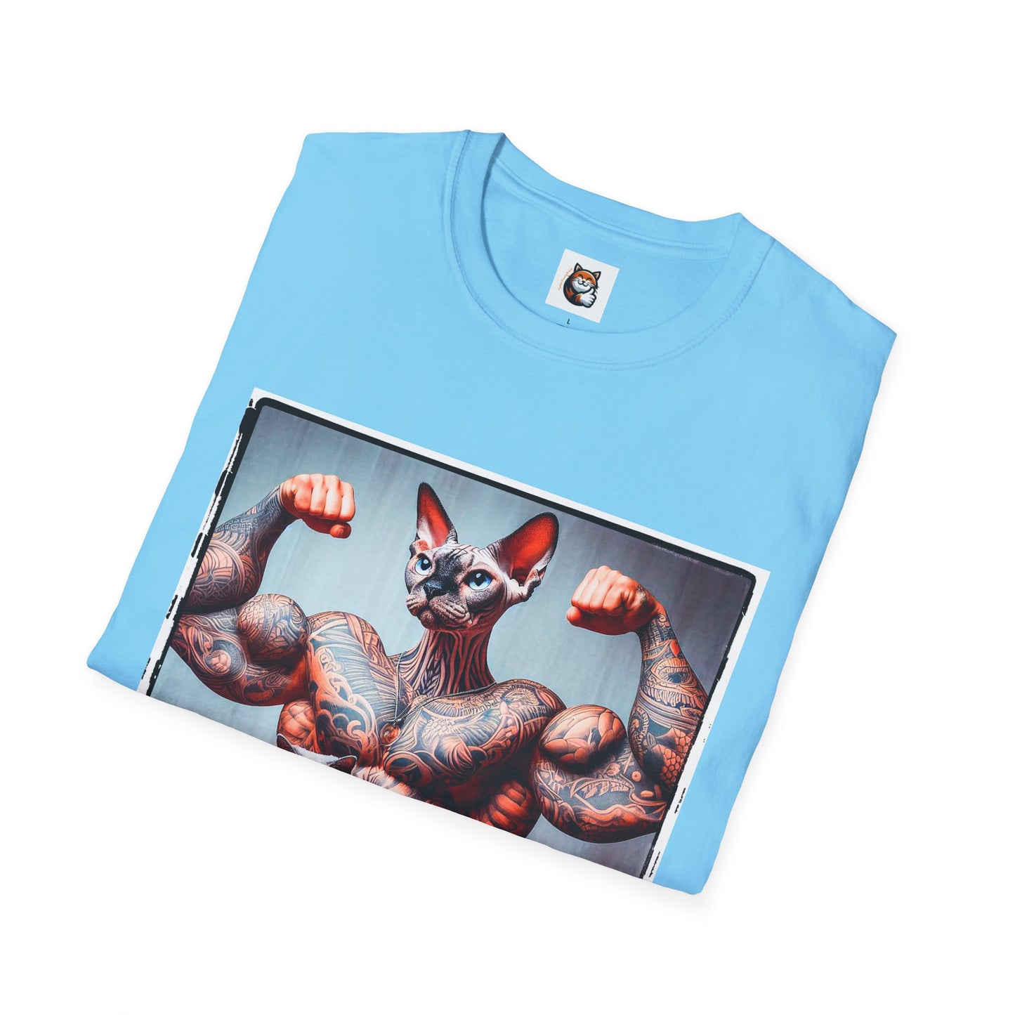 Devon Rex Cat muscles man  Softstyle T-Shirt