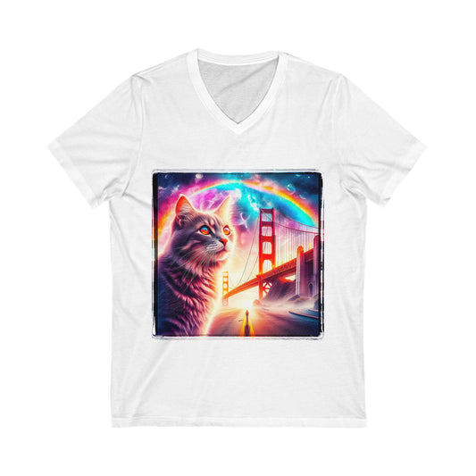 Domestic Cat rainbow bridge  Sleeve V-Neck Tee