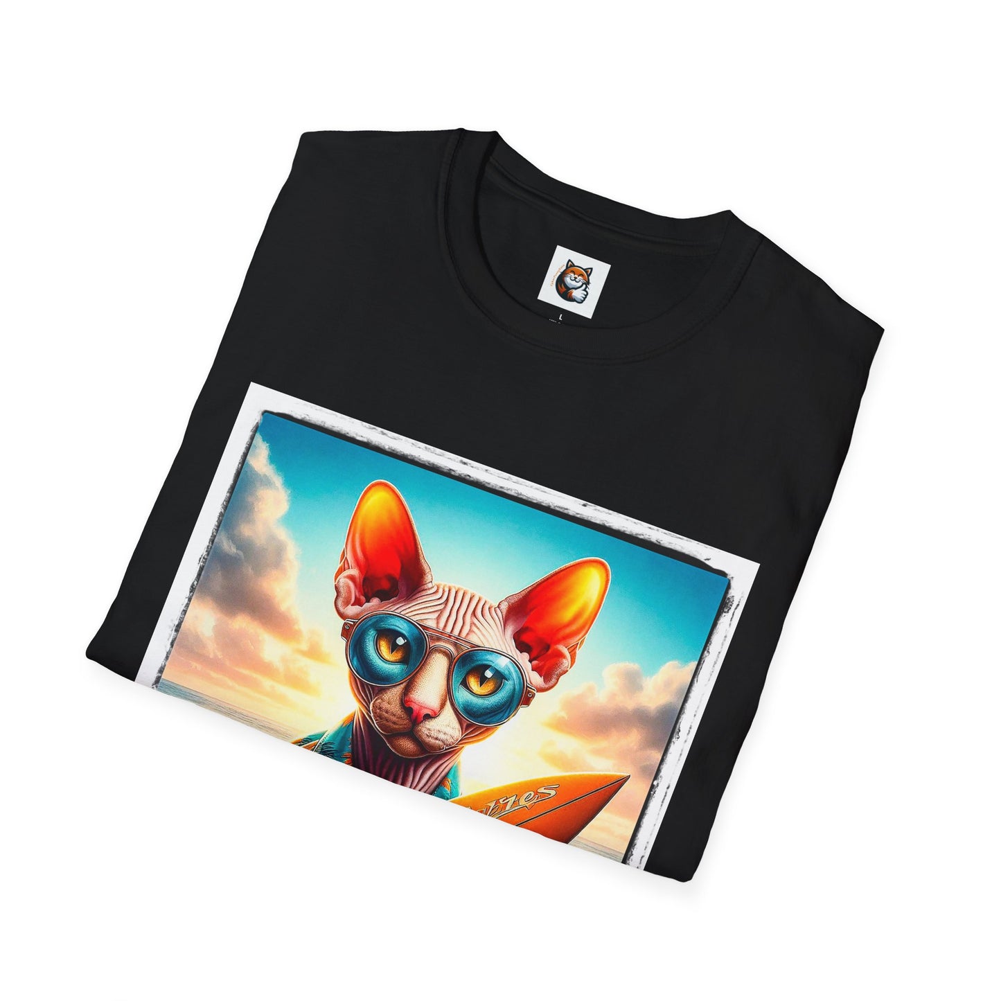 Cornish Rex Cat beach surfer  T-Shirt