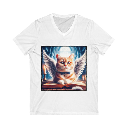 Domestic Cat pretty Angel Short Sleeve V-Neck Tee