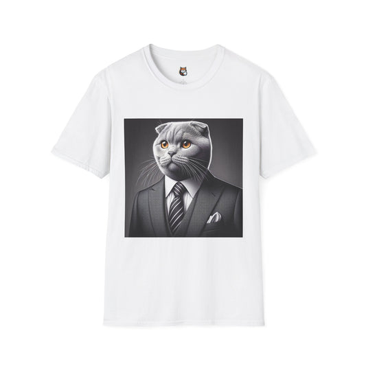 Scottish Fold Cat black and white  T-Shirt
