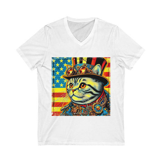 American Steam punk Unisex Jersey Short Sleeve V-Neck Tee