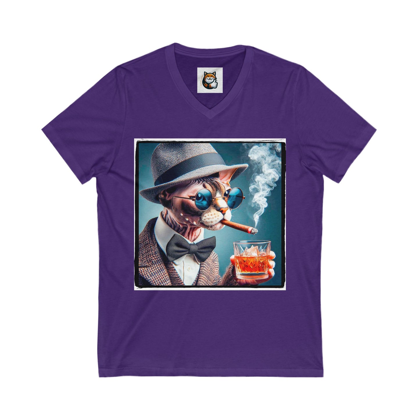 Devon Rex Cat Unisex Jersey Short Sleeve V-Neck Tee