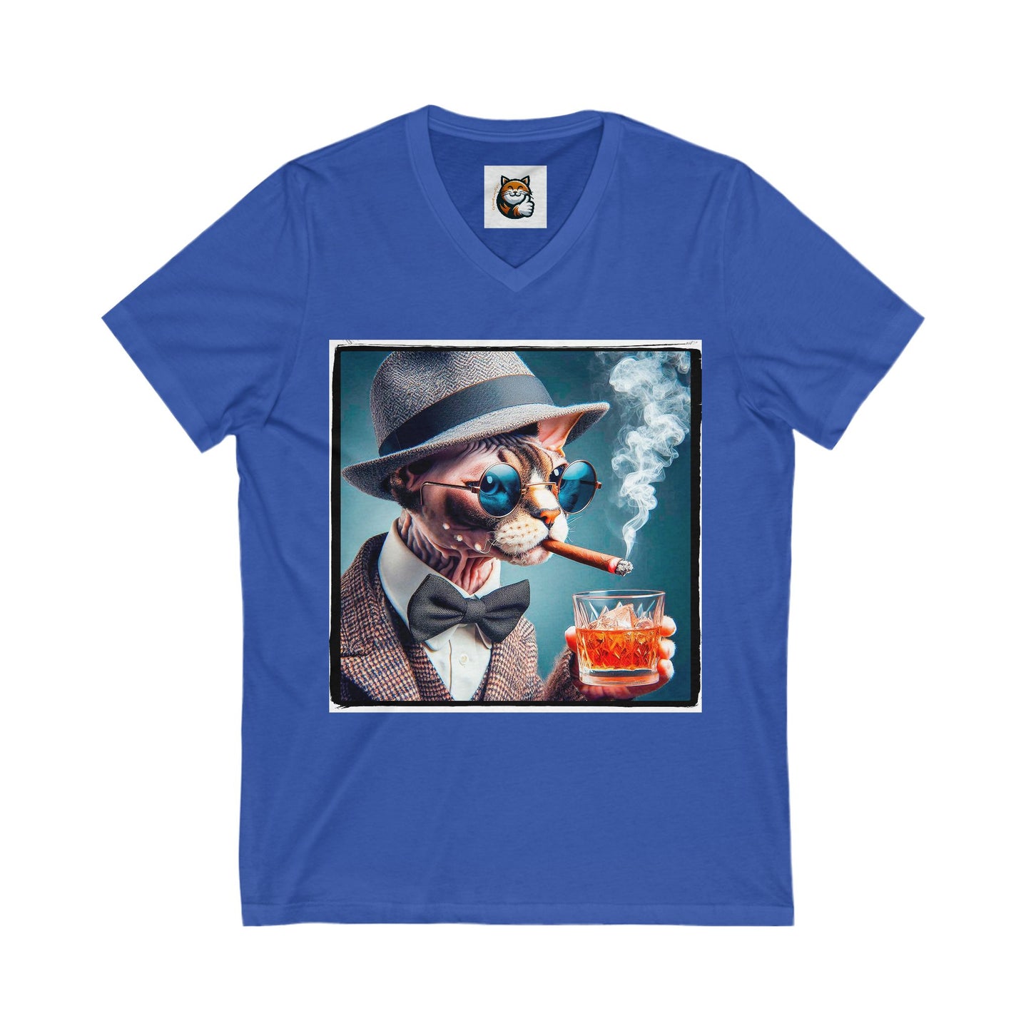 Devon Rex Cat Unisex Jersey Short Sleeve V-Neck Tee