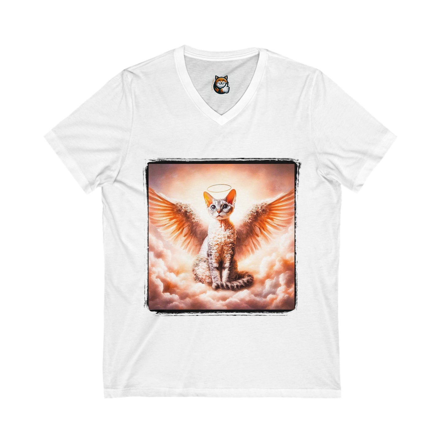 Devon Rex heaven Unisex Jersey Short Sleeve V-Neck Tee