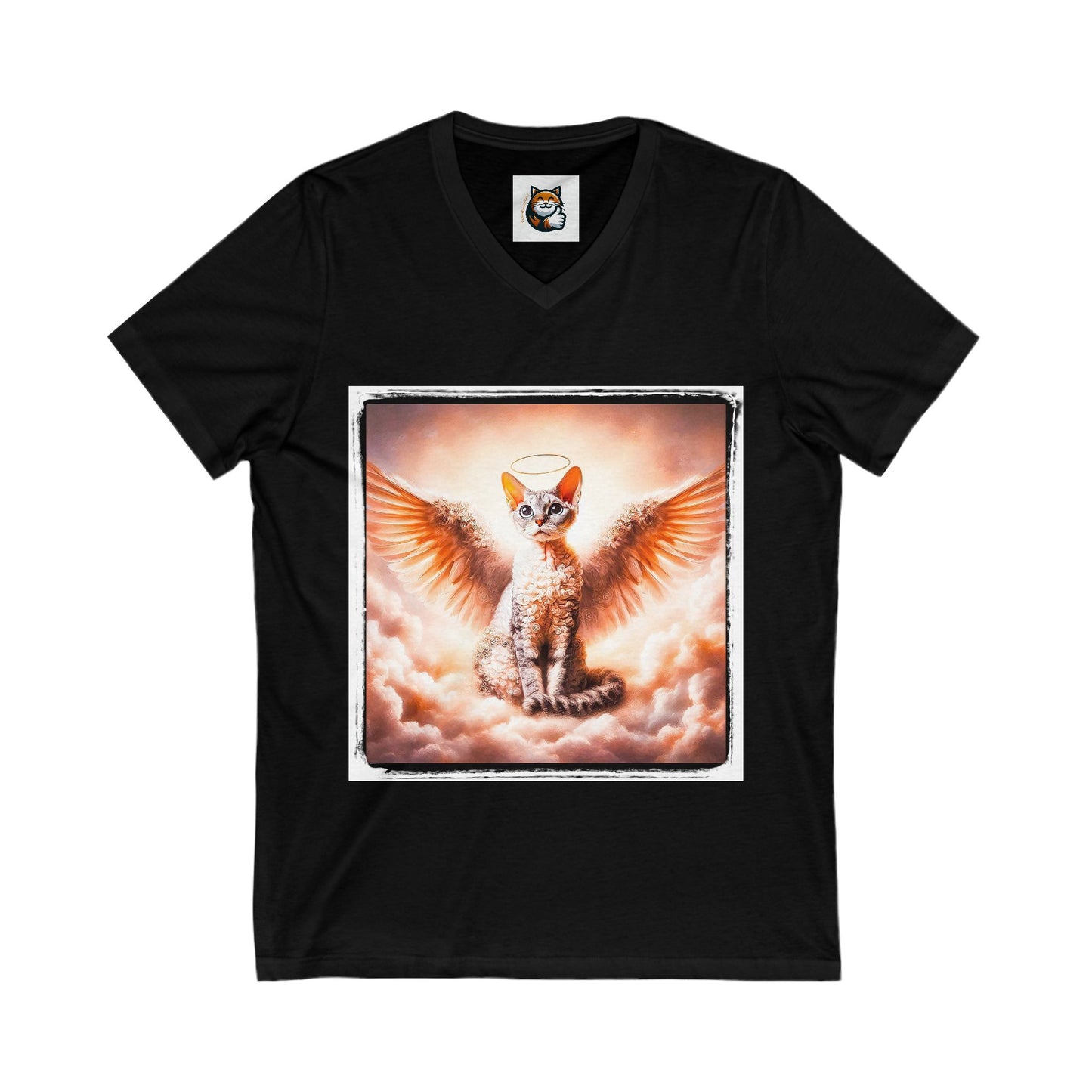 Devon Rex heaven Unisex Jersey Short Sleeve V-Neck Tee