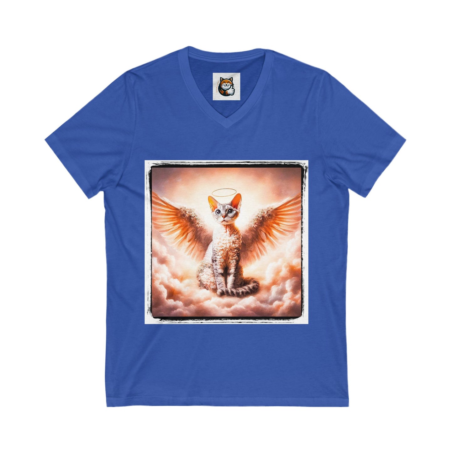 Devon Rex heaven Unisex Jersey Short Sleeve V-Neck Tee