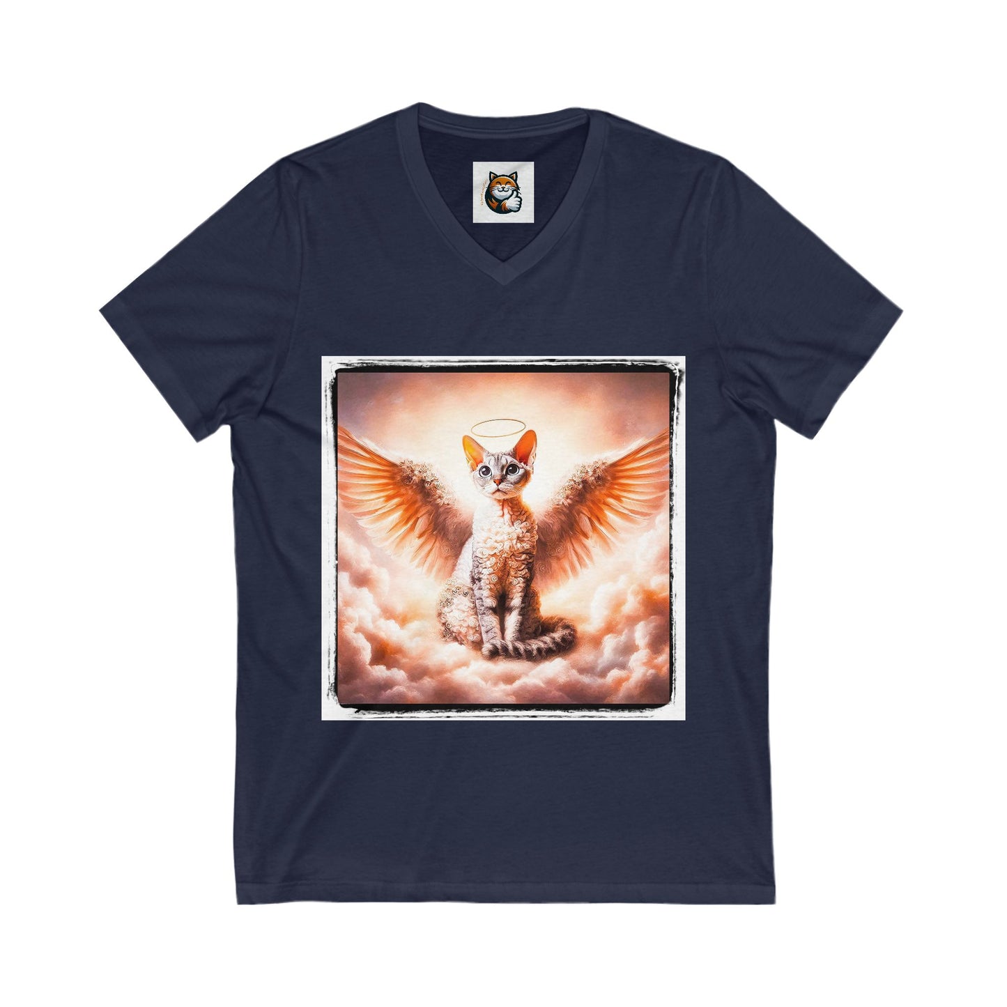 Devon Rex heaven Unisex Jersey Short Sleeve V-Neck Tee