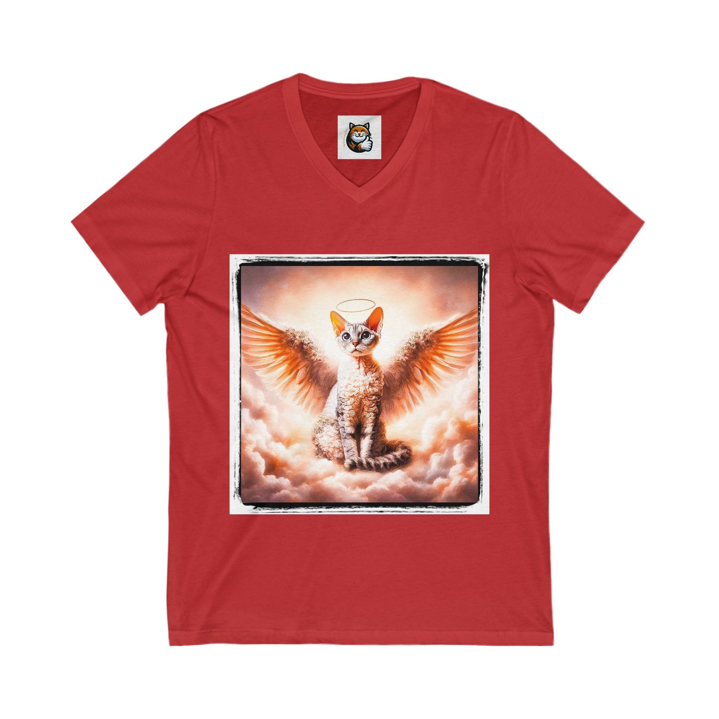 Devon Rex heaven Unisex Jersey Short Sleeve V-Neck Tee
