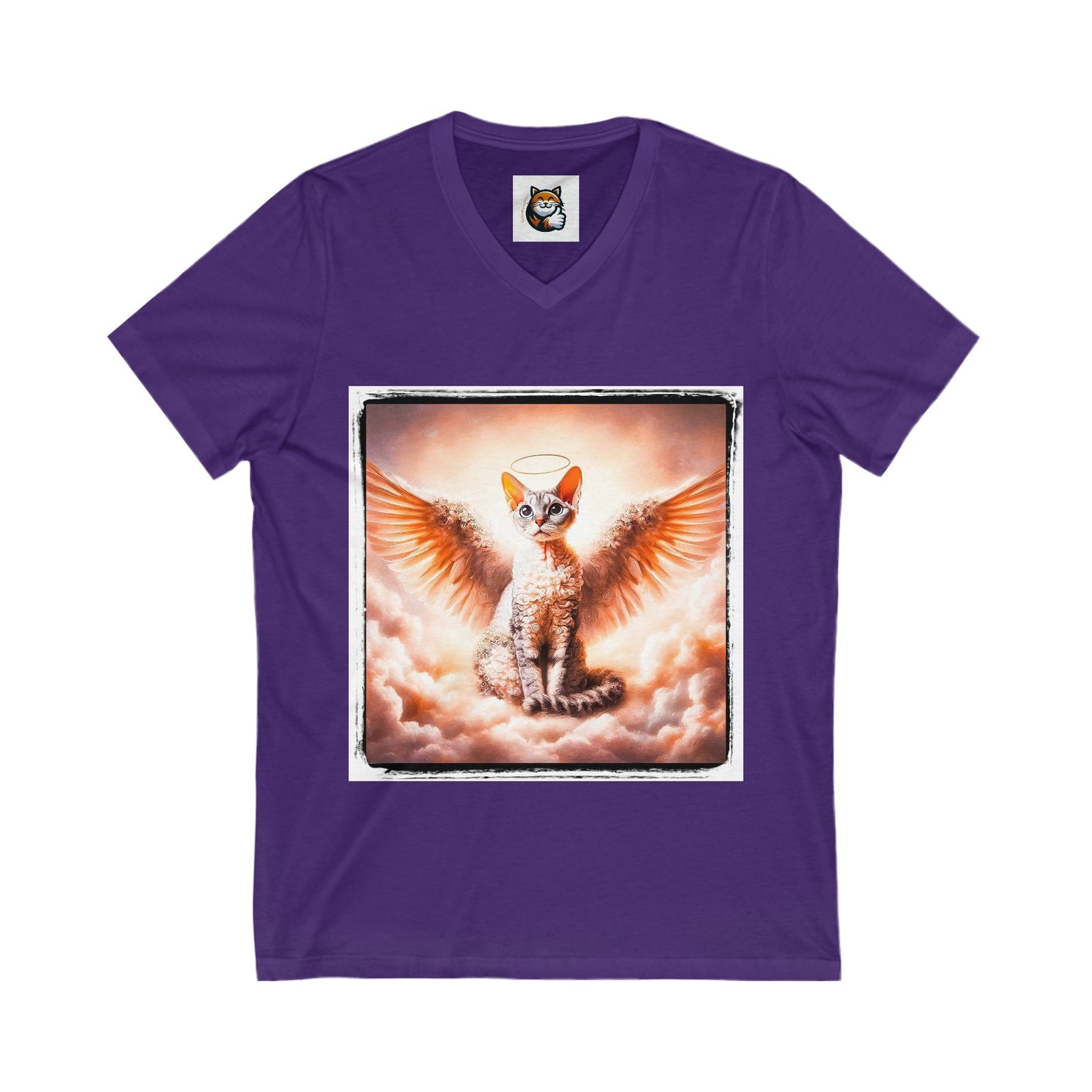 Devon Rex heaven Unisex Jersey Short Sleeve V-Neck Tee