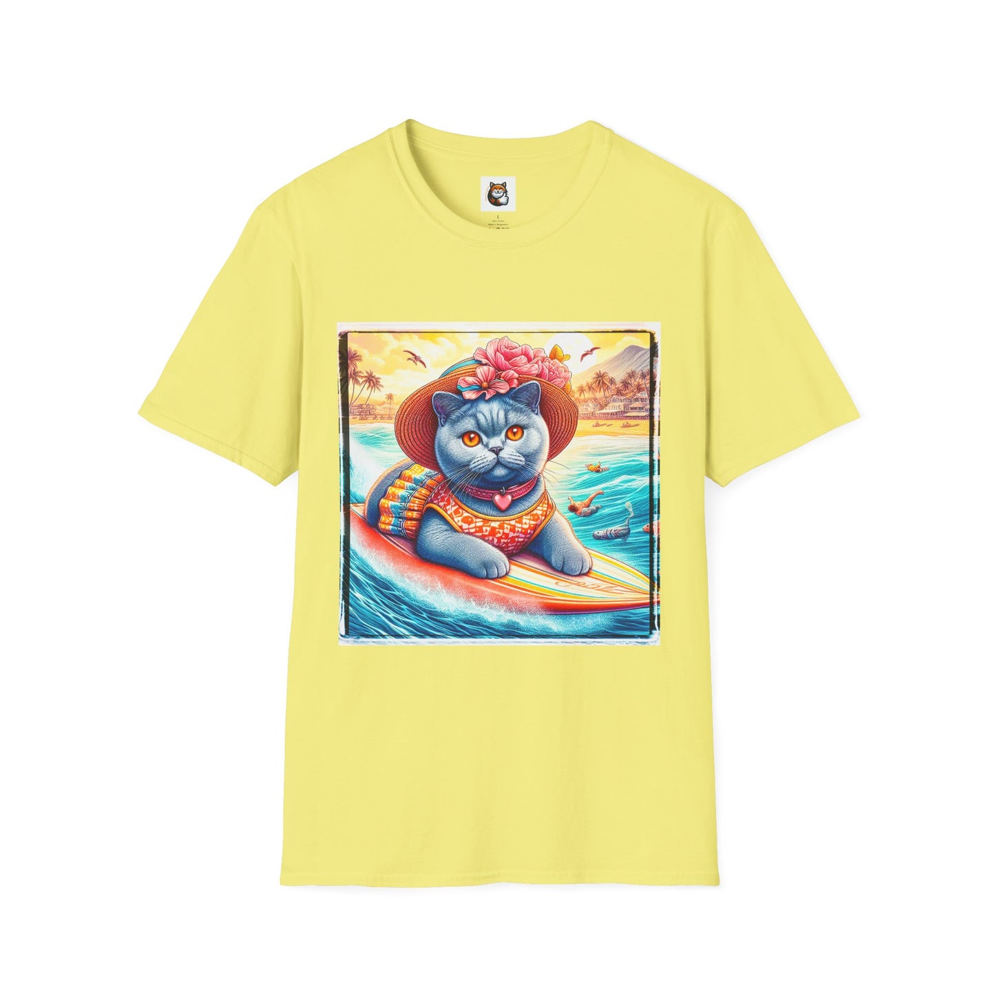 British Shorthair pretty surfer girl Softstyle T-Shirt