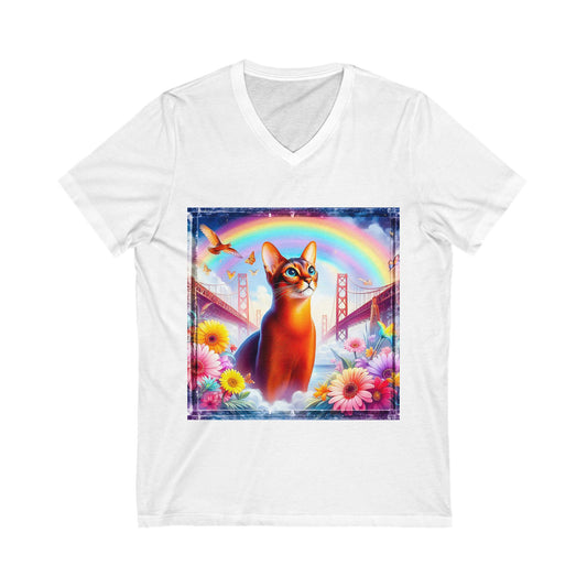 Abyssinian rainbow bridegr Jersey Short Sleeve V-Neck Tee